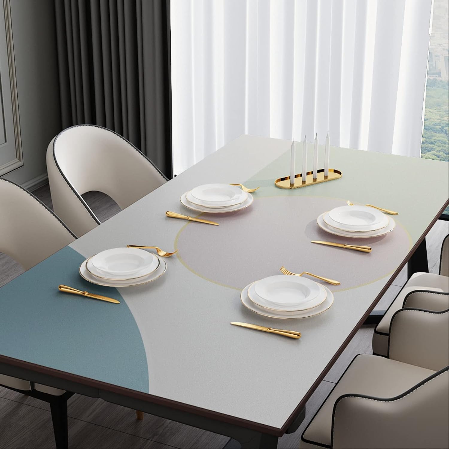 ダイニングテーブルマットテーブルクロスアンチホット防水防油洗浄フリー厚い革長方形のティーテーブルマット