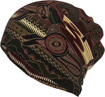 African Tribal Art Multifunction Beanie Hats for Women Men Slouchy Knit Beanie Hat Winter Hat Scarf Stretch Skull Cap