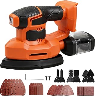 Cordless Electric Sander, 20V Detail Sander with Dust Collection Box, 6 Additional Detail Attachments, 24 Sandpapers, Compatible with Makita Lithium Battery(Without Battery)