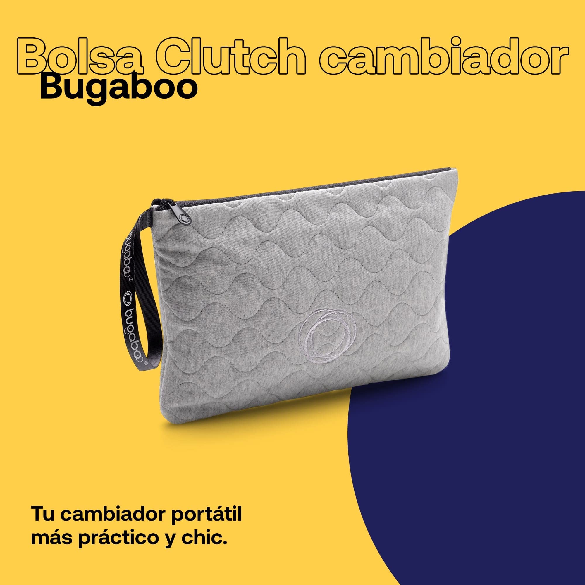 Bugaboo Bolso de Mano con Cambiador Acolchado Extraíble, Impermeable y Fácil de Limpiar para Cambiar Pañales Fuera de Casa en Light Grey Mélange