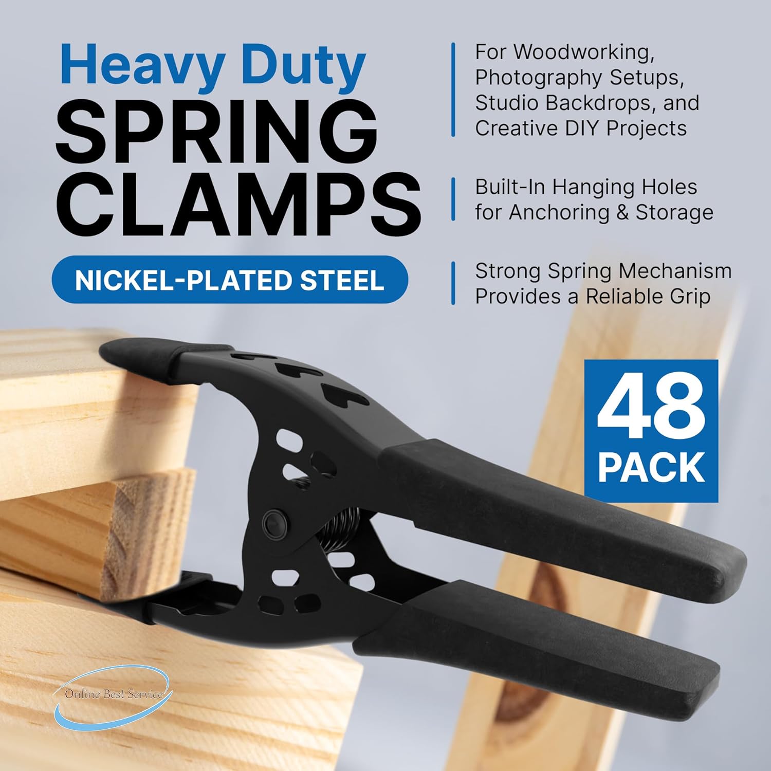 Lot of 48-6" inch Spring Clamp Large Super Heavy Duty Spring Metal - 2.5 inch Jaw opening (Lot of 48 - All Black)