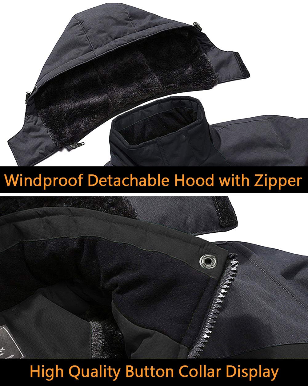 EKLENTSON Abrigo Hombre Invierno Chaqueta Impermeable Cortavientos Esquí Escalada Capucha Cremallera