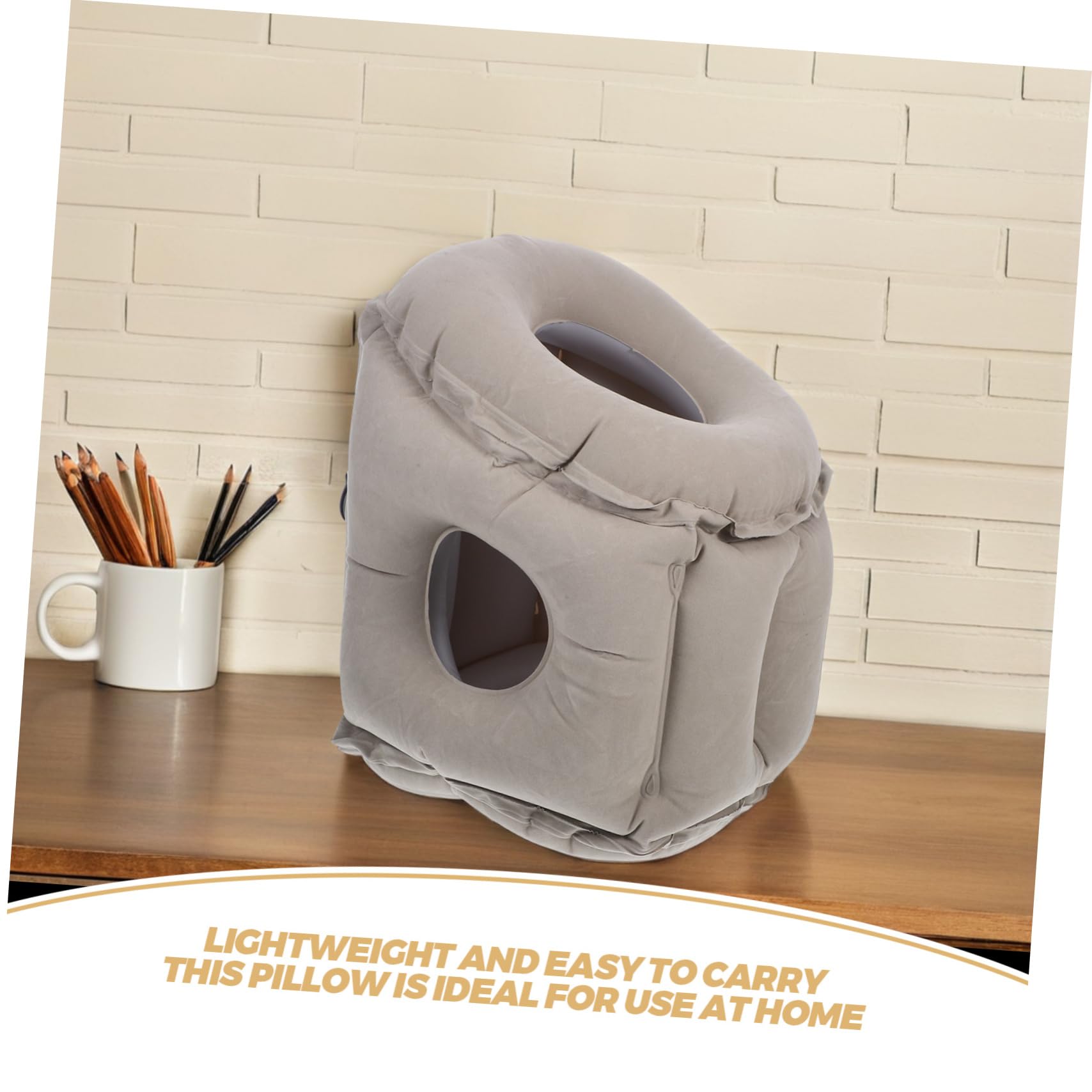 Almohada De Viaje Inflable para Dormir: Cojín Inflable para Aviones, Trenes Y Vagones - Almohada Inflable para Siestas En La Oficina, Fácil De Transportar