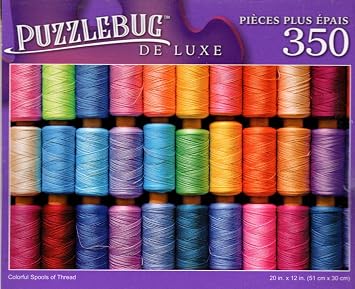 Colorful Spools of Thread - 350 Pieces Jigsaw Deluxe Puzzle for Adults 16 +