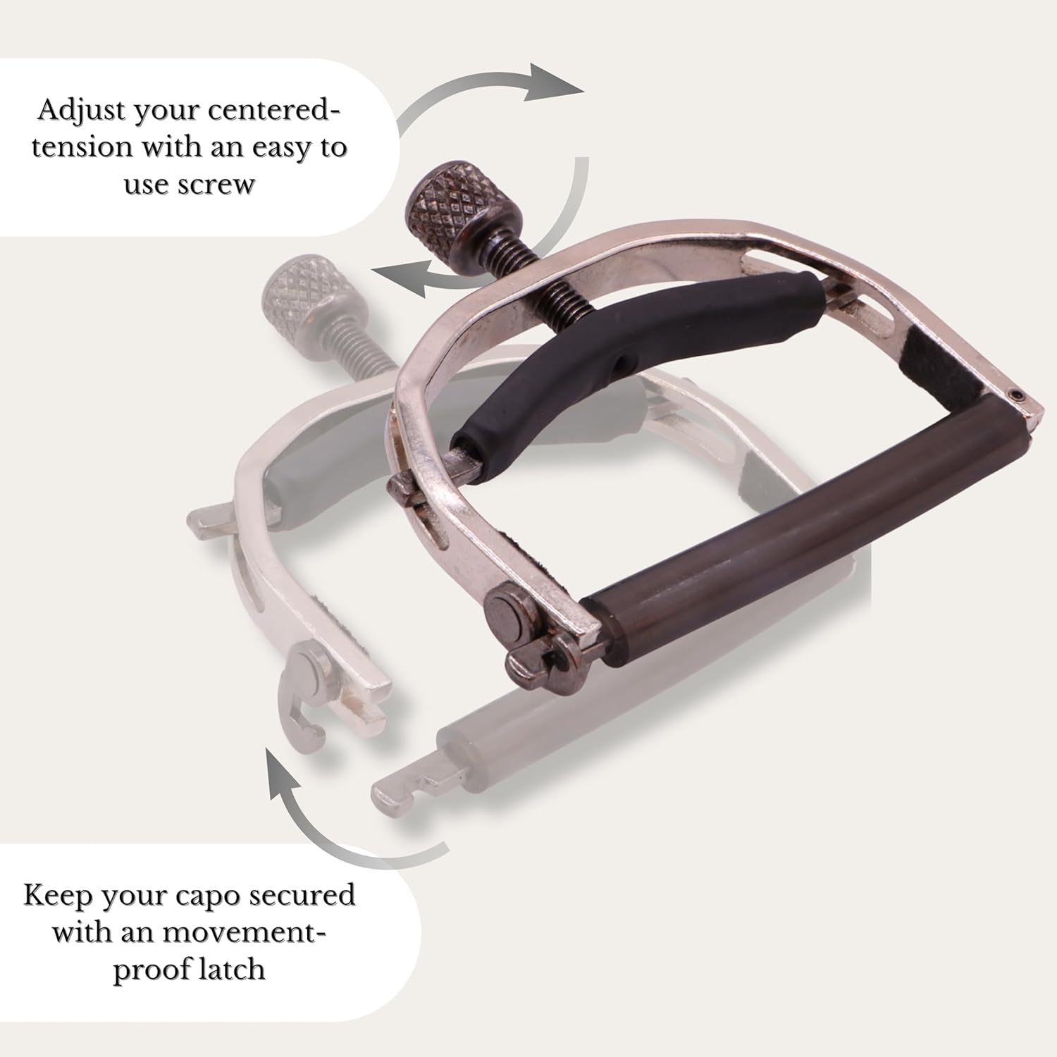 Paige Wide-Neck 6-String Acoustic Guitar Capo – Adjustable Tension, Buzz-Free - Satin Nickel Finish