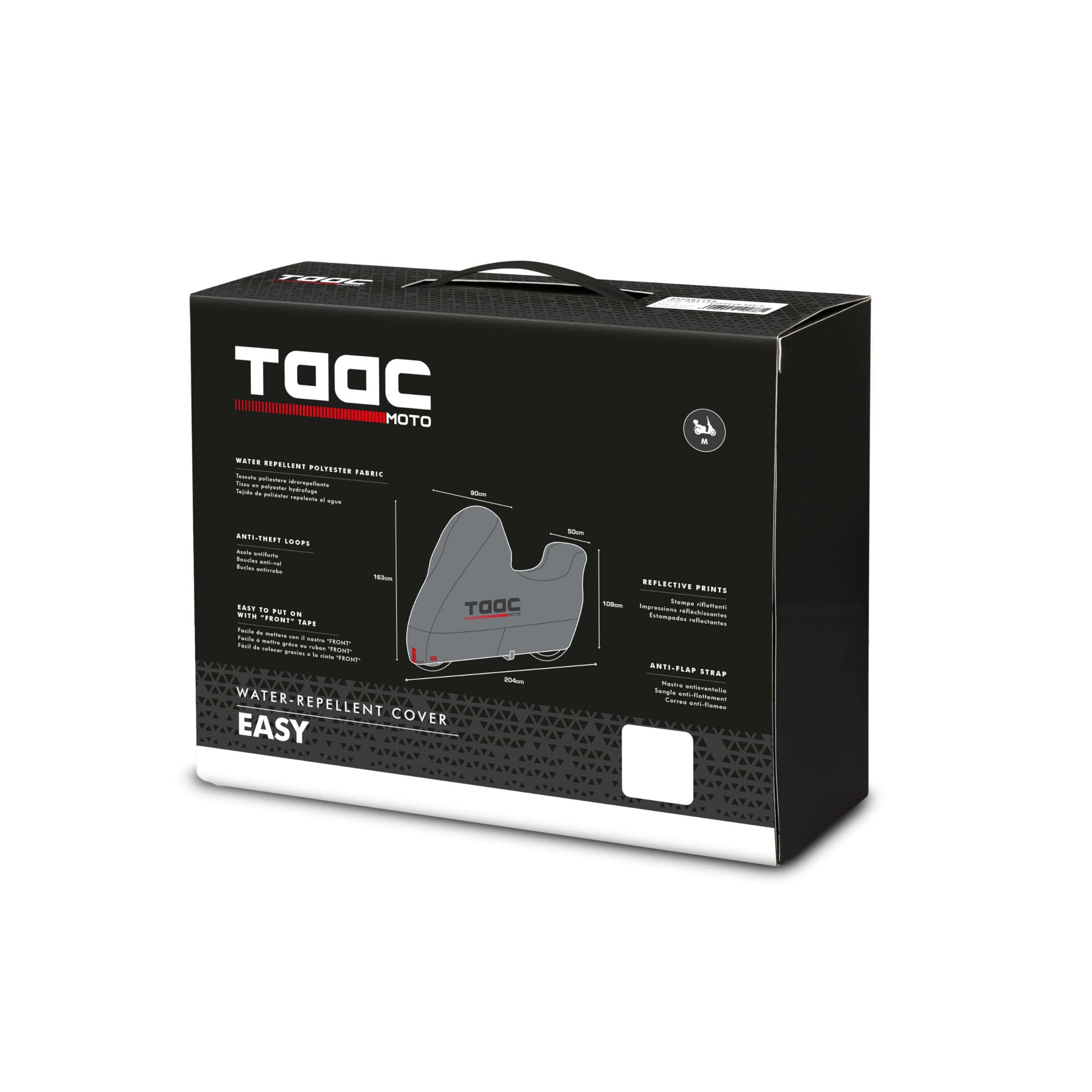 telo coprimoto da intemperie Easy. Telo copri scooter Tg. M, protezione moto e motorini con parabrezza e bauletto. Copriscooter impermeabile 204 x 90 x 163 cm. Telo scooter impermeabile esterno.