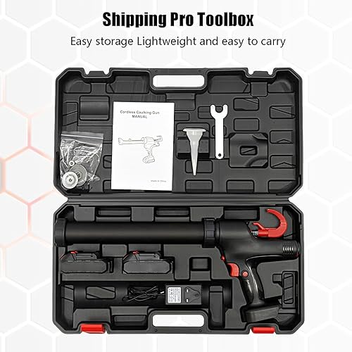 Miniatura 2 de Pistola de calafateo inalámbrica, pistola eléctrica de calafateo de 21 V y pistola adhesiva para cartuchos de 10 a 20 onzas con 2 baterías y