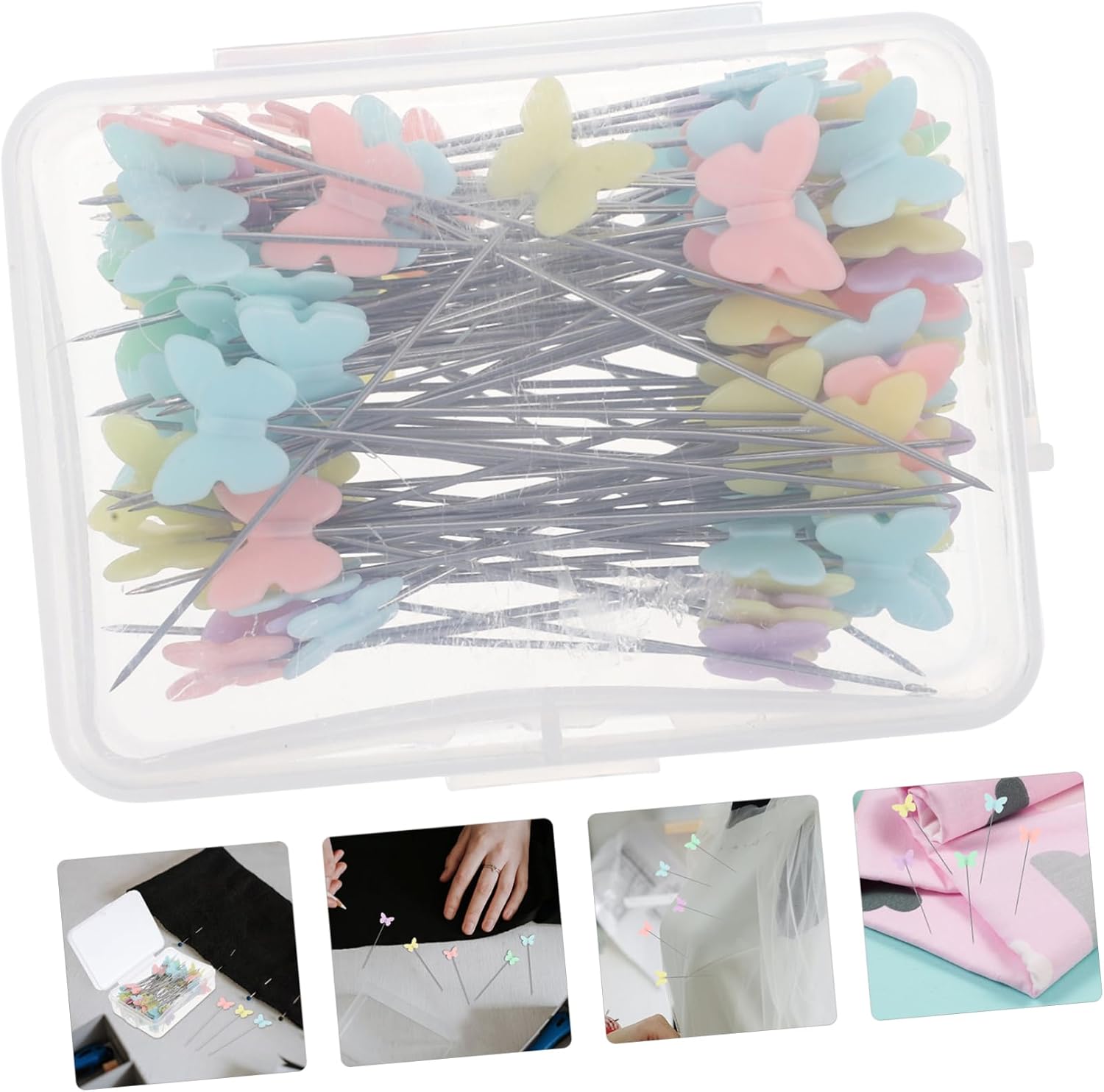 Uonlytech Butterfly Pattern Sewing Head Pins 100pcs Creative Pin Set for Quilting and Crafting for Sewing Projects and DIY Decorations