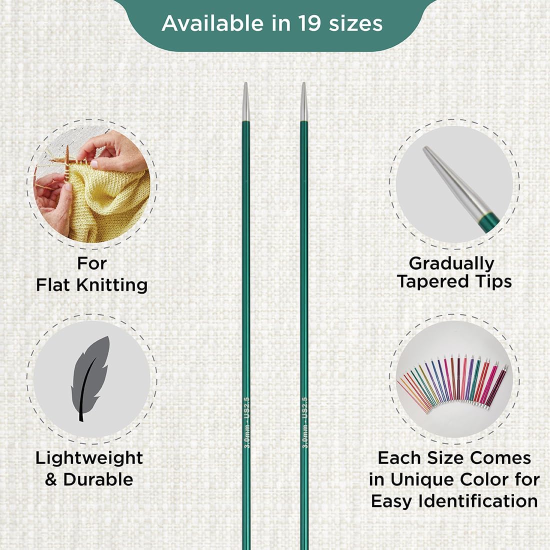 KnitPro Zing Single Pointed Needles 16" (40cm) | US Size 2.5 (3mm)