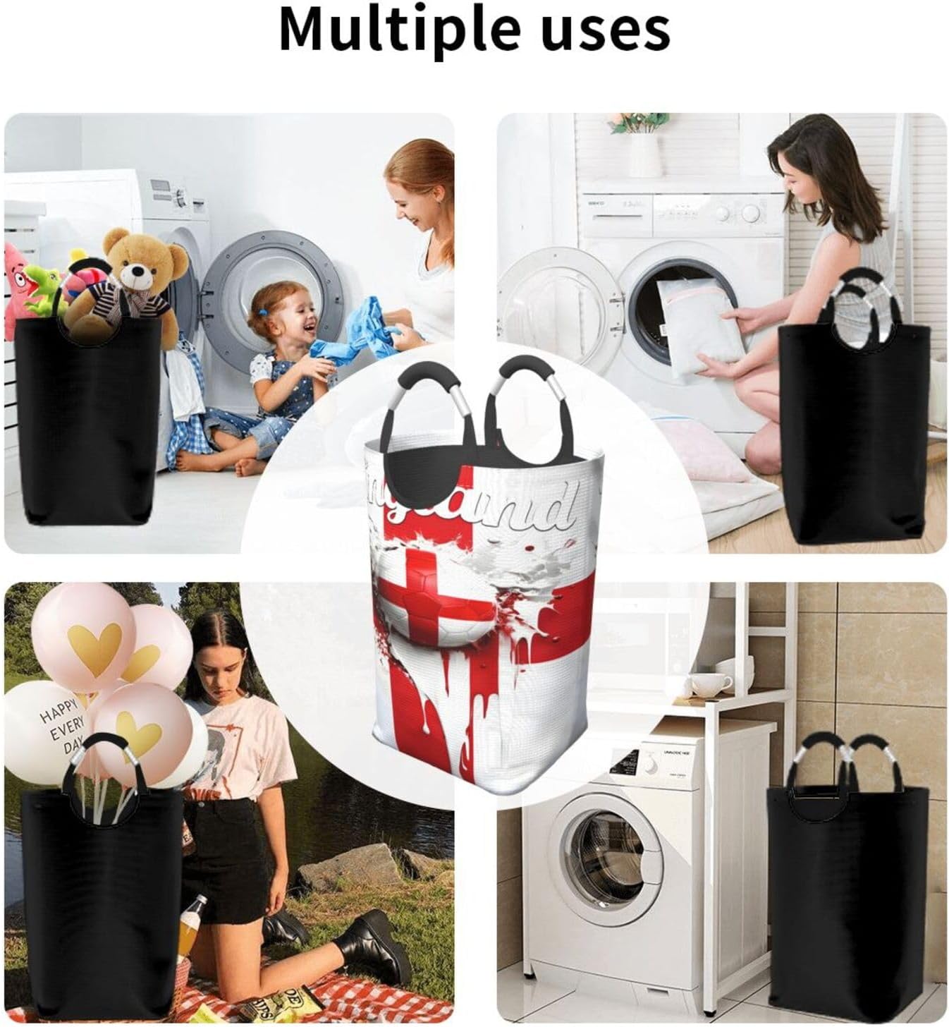 Lion Heart England 2026 Foldable Dirty Laundry Bag, Waterproof Oxford Fabric With Pe Board Base, 50l Capacity For Home & Travel
