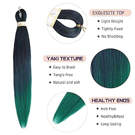 Beyond Beauty Braiding Hair pre stretched, Braids Synthetic Fiber Ombre Yaki Texture, Natural Easy Twist Braids Crochet Hair Hot Water Setting hair extensions