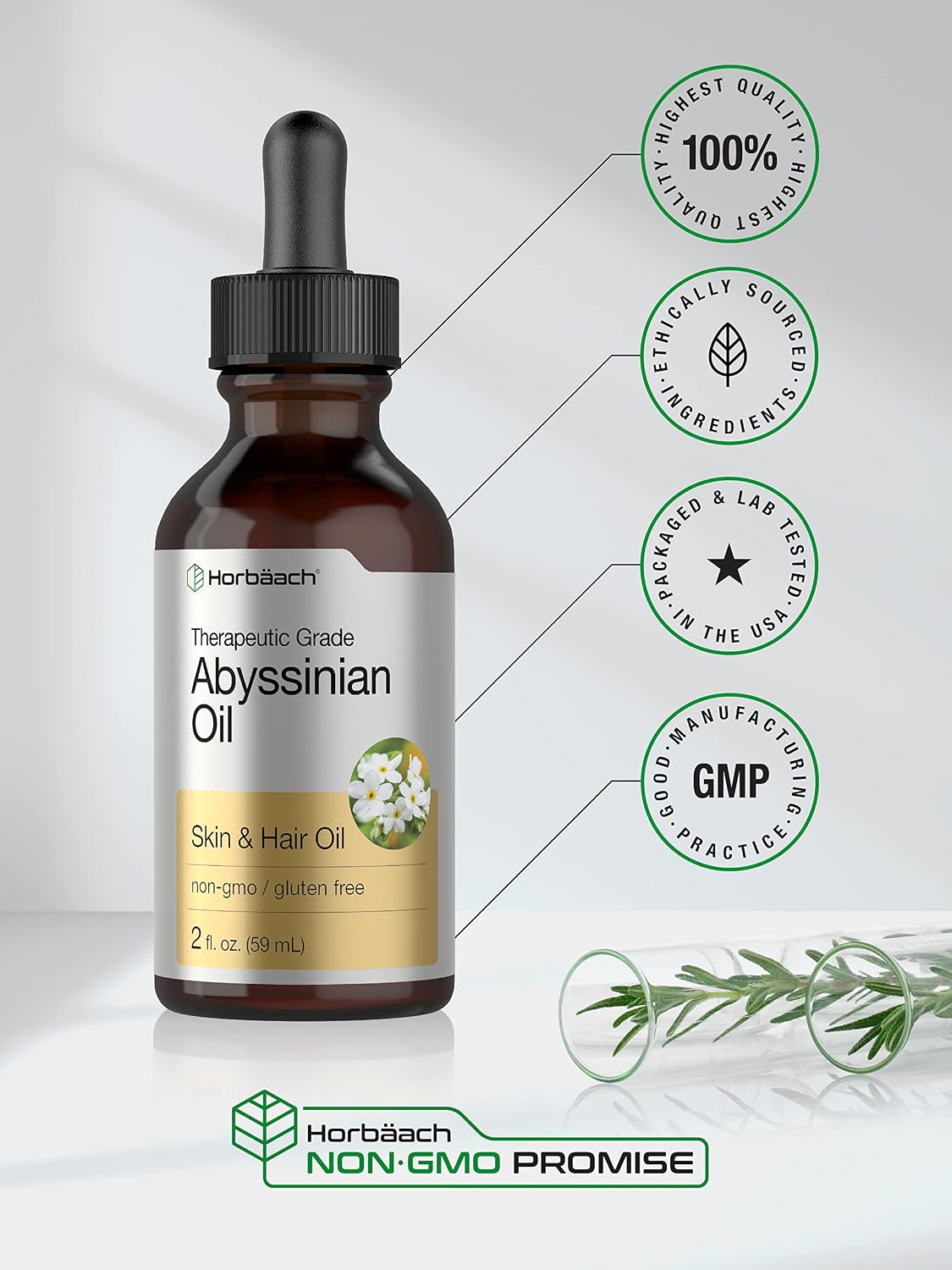 Horbaach Abyssinian Oil | Hair and Skin Oil | Paraben, SLS and Fragrance Free | from Crambe Abyssinica Seed