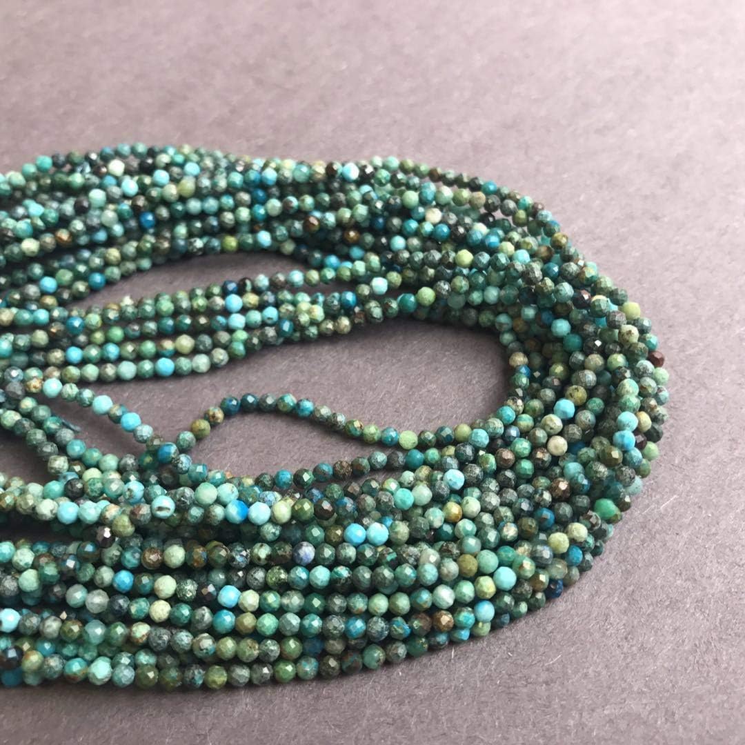 JM Design Chrysocolla Faceted Round 3mm 15.5 Strand for Jewelry Making, Arts and Craft