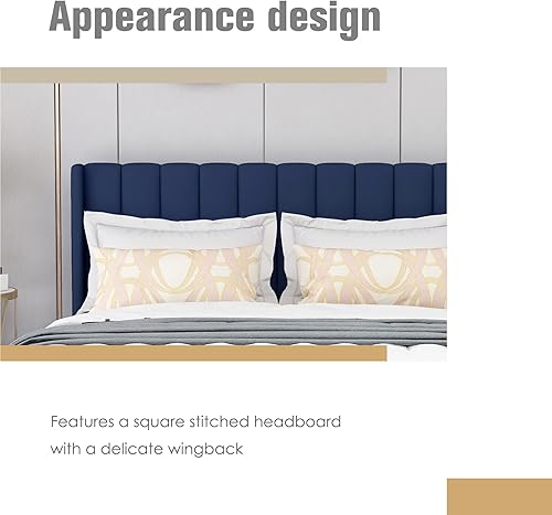 Miniatura 45 de AGARTT Base de cama tapizada tamaño individual con cabecero y estribo, soporte de listones de madera, no necesita somier, fácil montaje, terciopelo