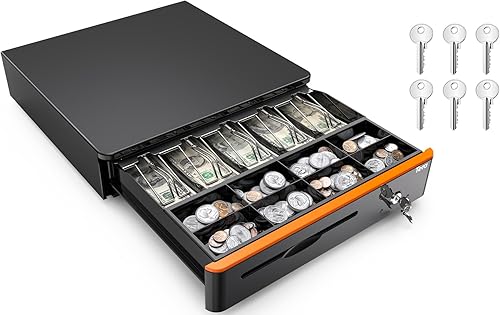 Miniatura 9 de Tera Bandeja de inserción resistente para cajón de efectivo de 16 pulgadas con apertura automática para 5 billetes y 8 monedas para punto de venta