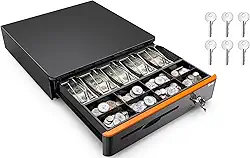 Tera Sistema de gaveta para caixa registradora para ponto de venda (POS) com bandeja removível para moedas, 5 notas, 8 moedas, compartimento para mídia, 24 V, RJ12, gaveta preta para dinheiro para pequenas empresas, lojas 405R