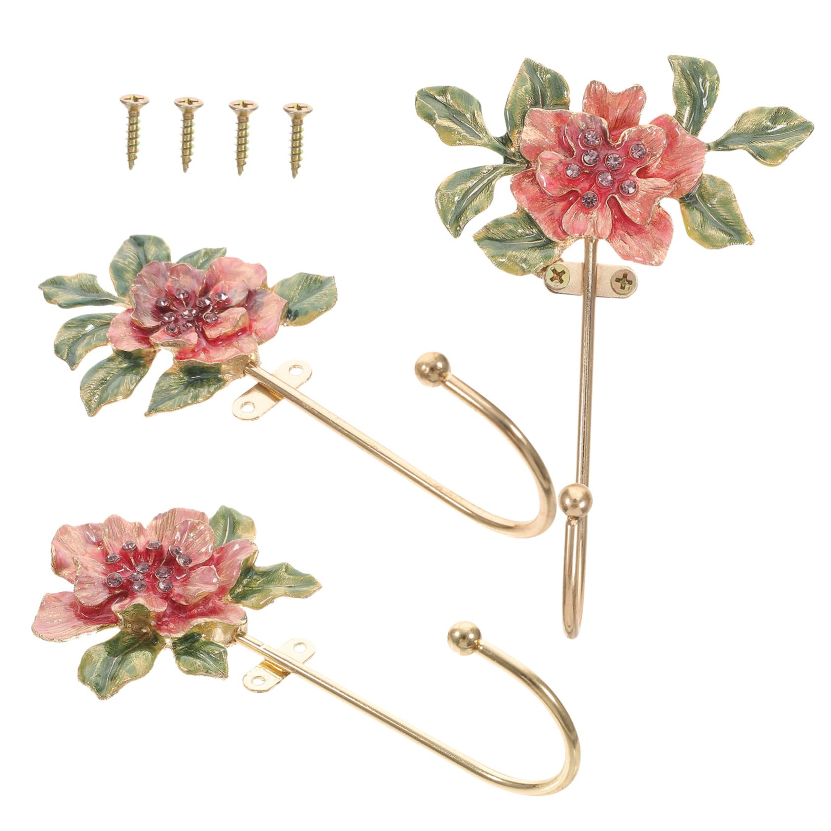 Perchero para Bolsos y Llaves de Pared Floral 3 Piezas Aleación de Zinc