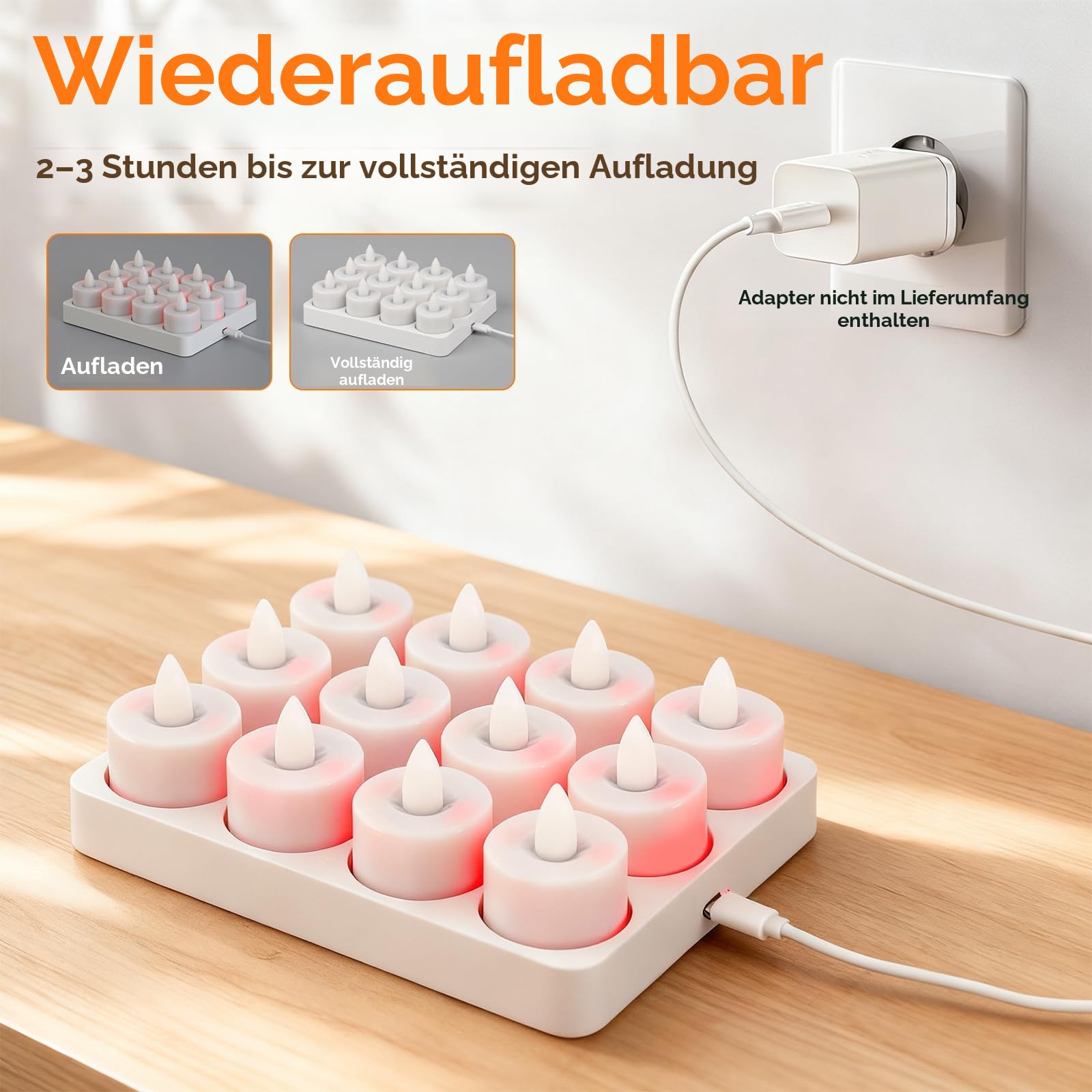 ropelux Wiederaufladbare Teelichter (11) (12 Pack- Charge Station)