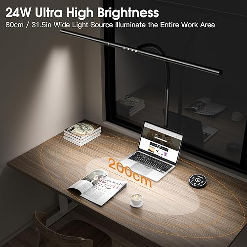 EYOCEAN Desk Lamp, 31.5" LED Desk Lamp for Home Office, Gesture Sensor Desk Light, Dimmable & Color Temperature, Eye-Caring Office Lamp with Remote Control, Brightest Architect Lamp, 24W - 2
