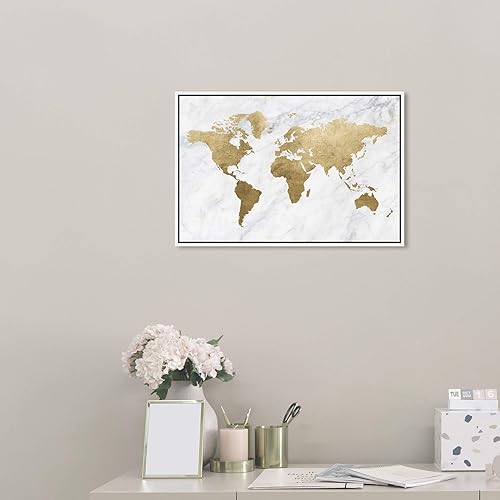 Miniatura 4 de The Oliver Gal Artist Co. Mapamundi - Lienzo enmarcado para pared, diseño de mapamundi