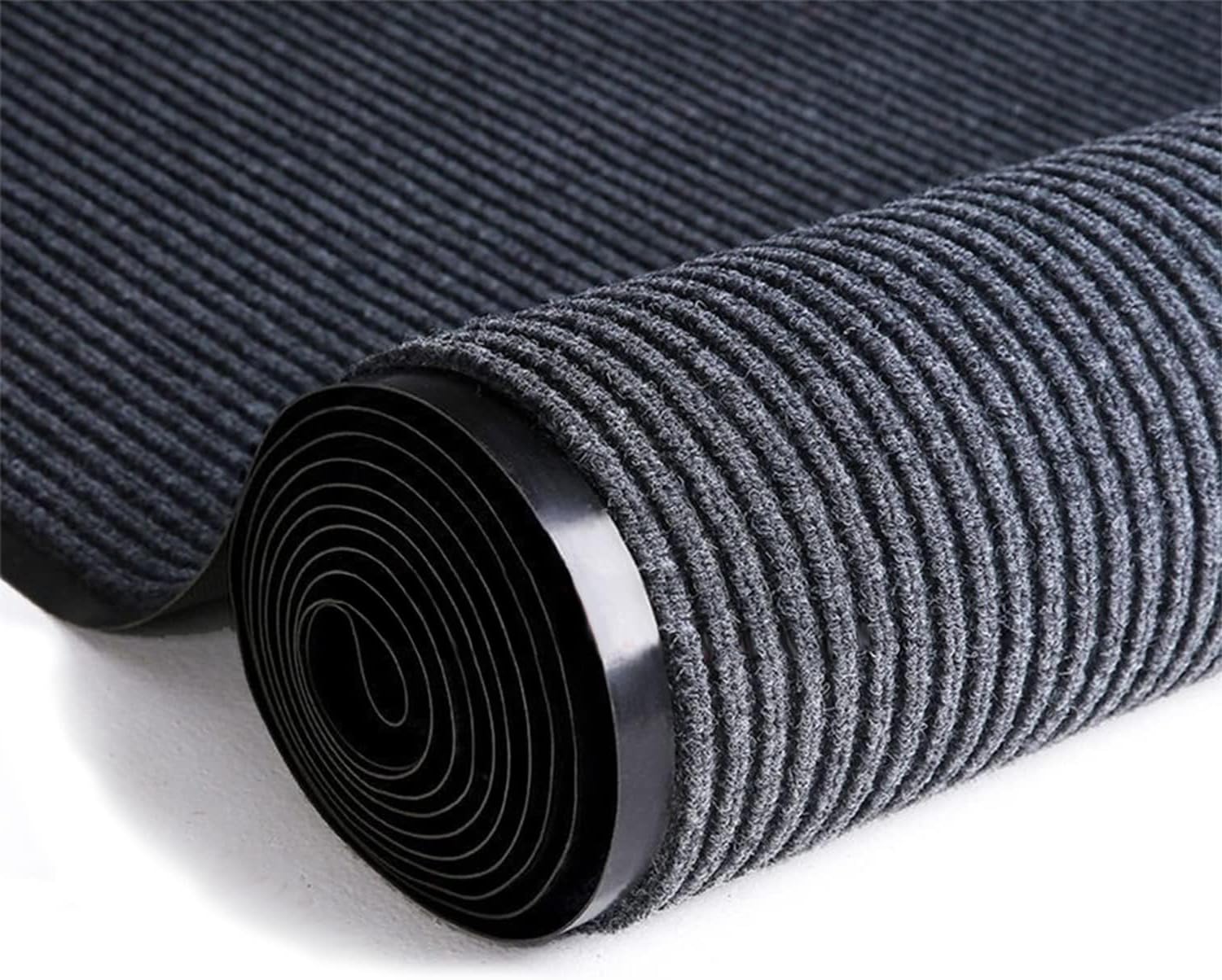 Commercial Grade Door Mat Striped Brush Step Entrance Mat Welcome Mat Non-Slip Mat with PVC Backing Home Office Hotel Runner Rug Corridor Carpet, 3' x 10' Grey-Black