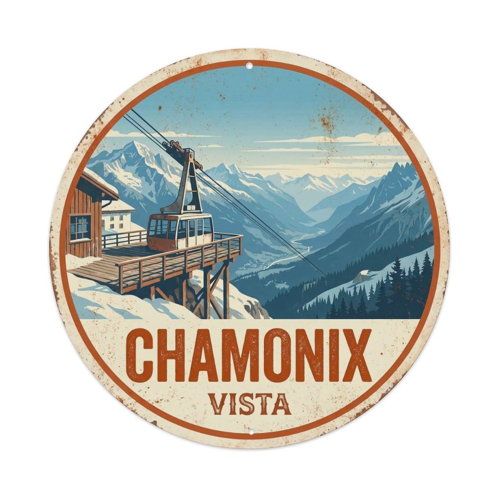 Vintage Travel Chamonix France Vista Metal Tin Sign