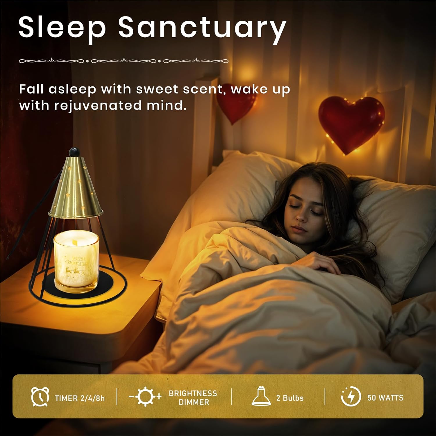 Candle Warmer Lamp with Timer, Dimmable, Valentine's Day Gift, Adjustable Height Candle Warmer,Home Decor Candle Lamp with Gifts for Mom, Housewarming Gift