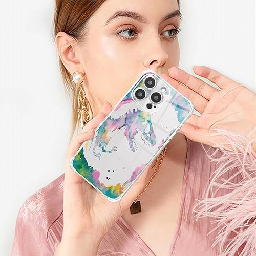 Vista 290 de Roemary Funda púrpura para iPhone 14 Pro Max con diseño de caballo azul, patrón de acuarela con protector de pantalla