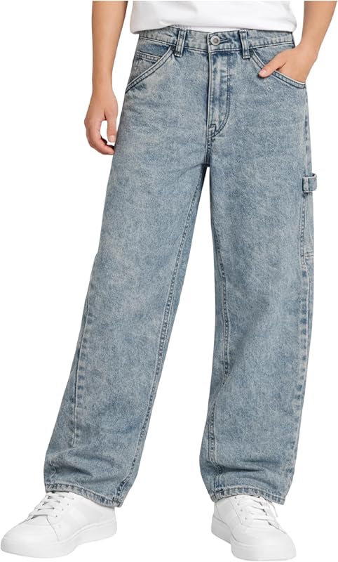 Regular Fit Pull-On Denim Jeans para niño, estilo de 5 bolsillos