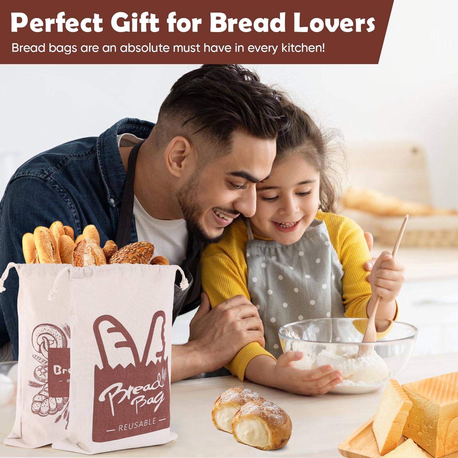 Bolsa de pan, 2 paquetes de bolsa de almacenamiento de masa madre reutilizable con cremallera para pan casero, recipiente grande para congelador para mantener el pan fresco (negro, L) (amarillo)