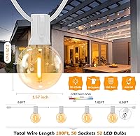 Vista 2 de Achin - Cadena de luces para exteriores de 100 pies G40 Globo de patio, luces LED impermeables al aire libre con 50+2 bombillas LED irrompibles