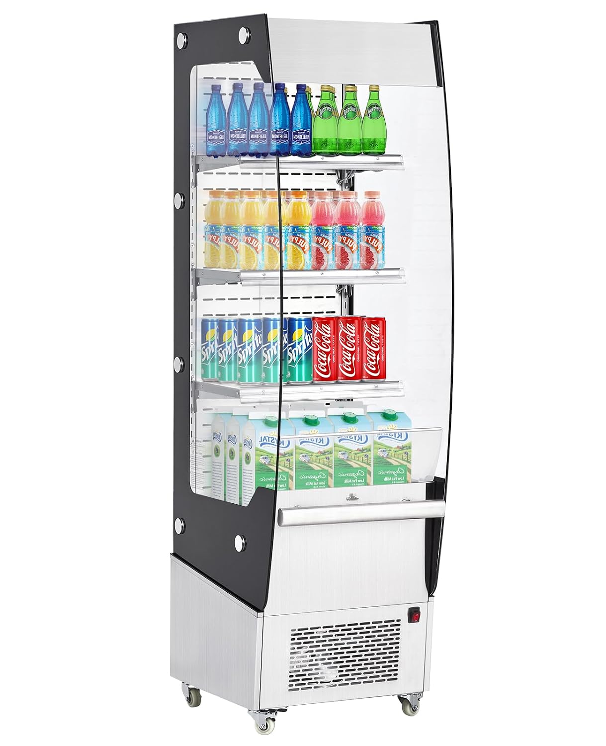 Takywep 7.8 Cu.Ft Commercial Cake Display Refrigerator, Double Glazing Glass Door Open Merchandiser with Interior LED Lighting, 110 Volt Countertop/Floor Top Fridge for Bakery & Café