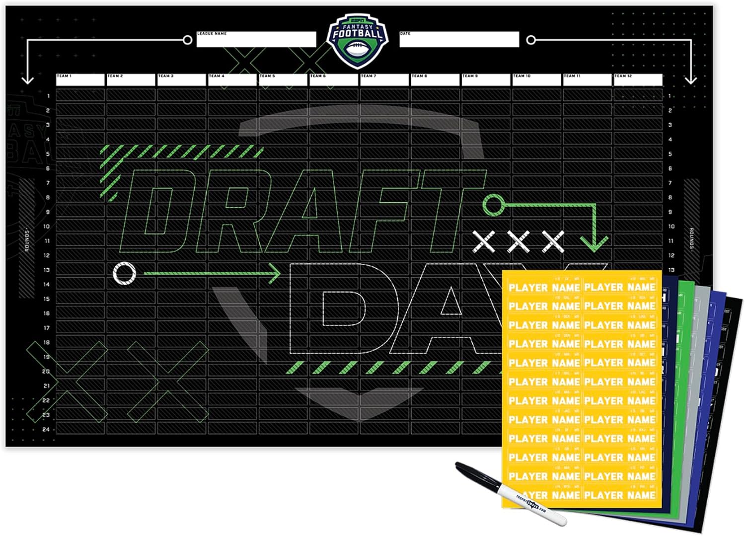 TrophySmack 2025 Draft⁣ Board Kit - 24 Rounds,500+ Labels,12-Team Flex: Surprising Seasonal Insight