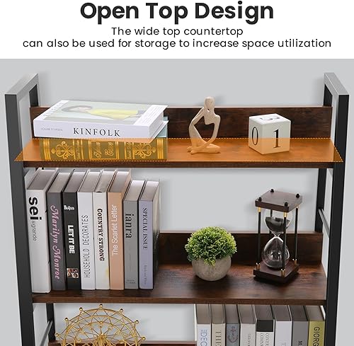 Miniatura 6 de Himimi Estantería de escalera, estantería industrial de 5 estantes, estantería de madera y metal, estante de flores para plantas, estantes de