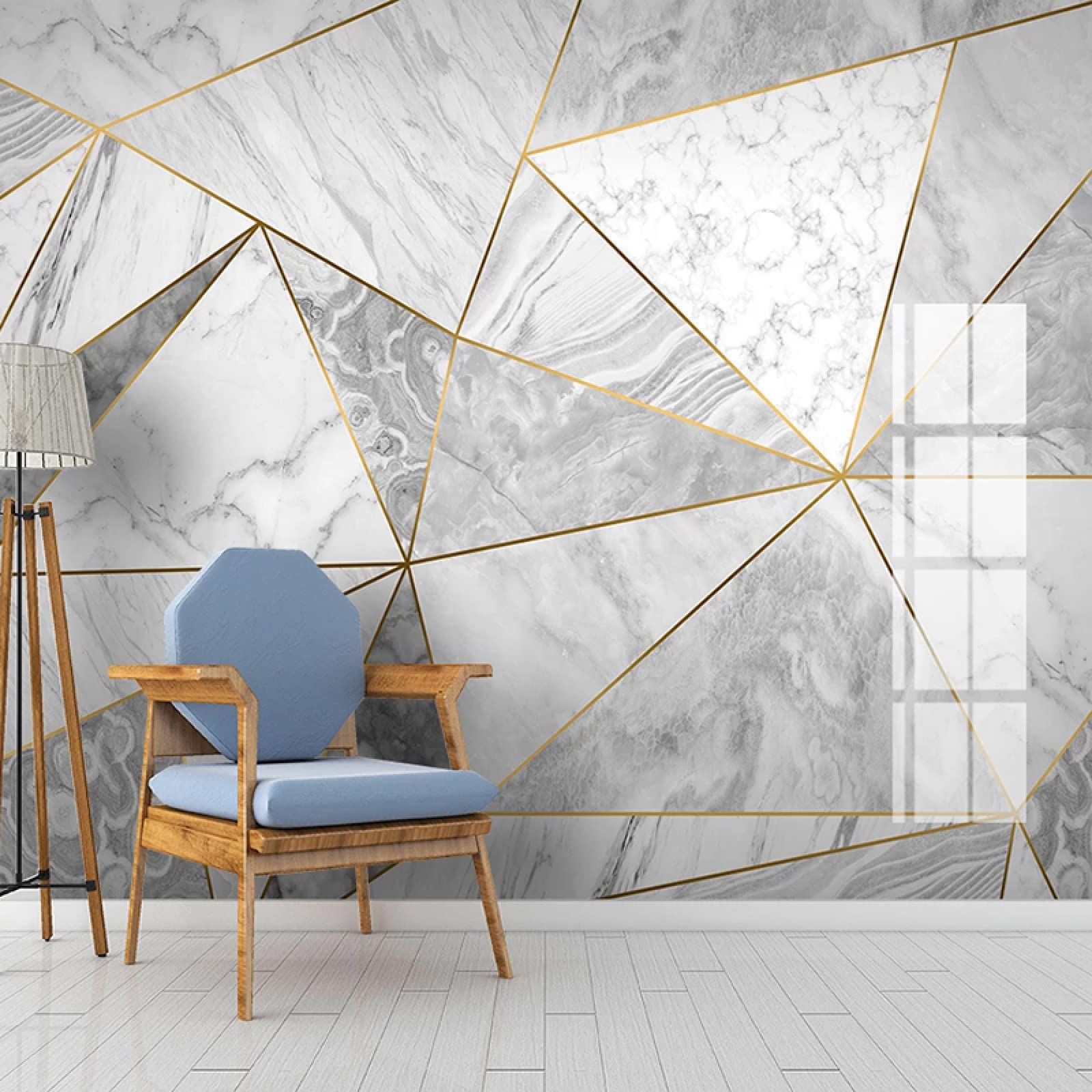 Papier peint gris fil d'or marbre auto-adhésif 3D pour salon et chambre