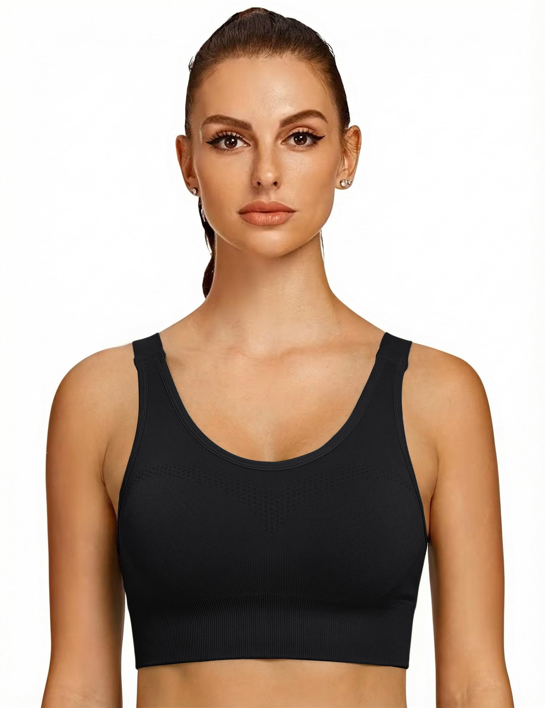 Leversic Sport-BH Damen Hoher Halt Push-Up Breite Träger Ohne Bügel | Hoher Halt & Push-Up ohne Bügel. Breitere Komfort-Träger. Ideal für Gym, Fitness, Laufen und Training.