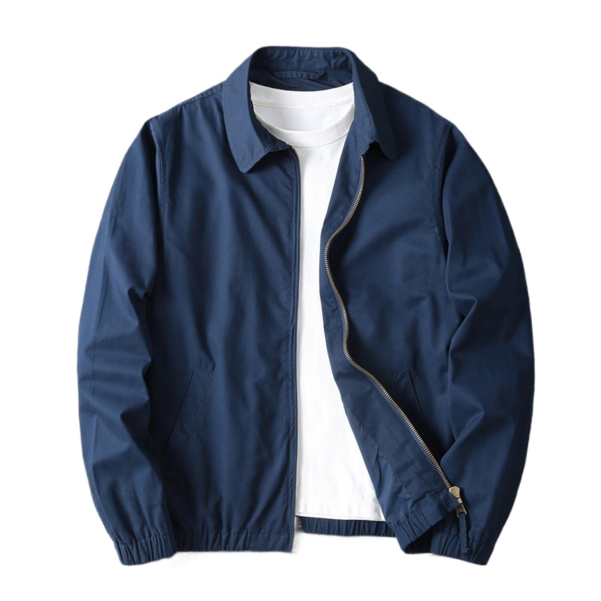 Men's Cotton Lightweight Harrington Jacket, Full Zip Casual Golf