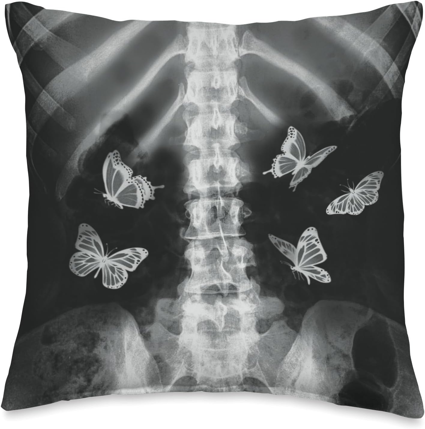 Egirl Skeleton Xray Butterfly Harajuku y2k Dark Edgy Grunge Throw Pillow