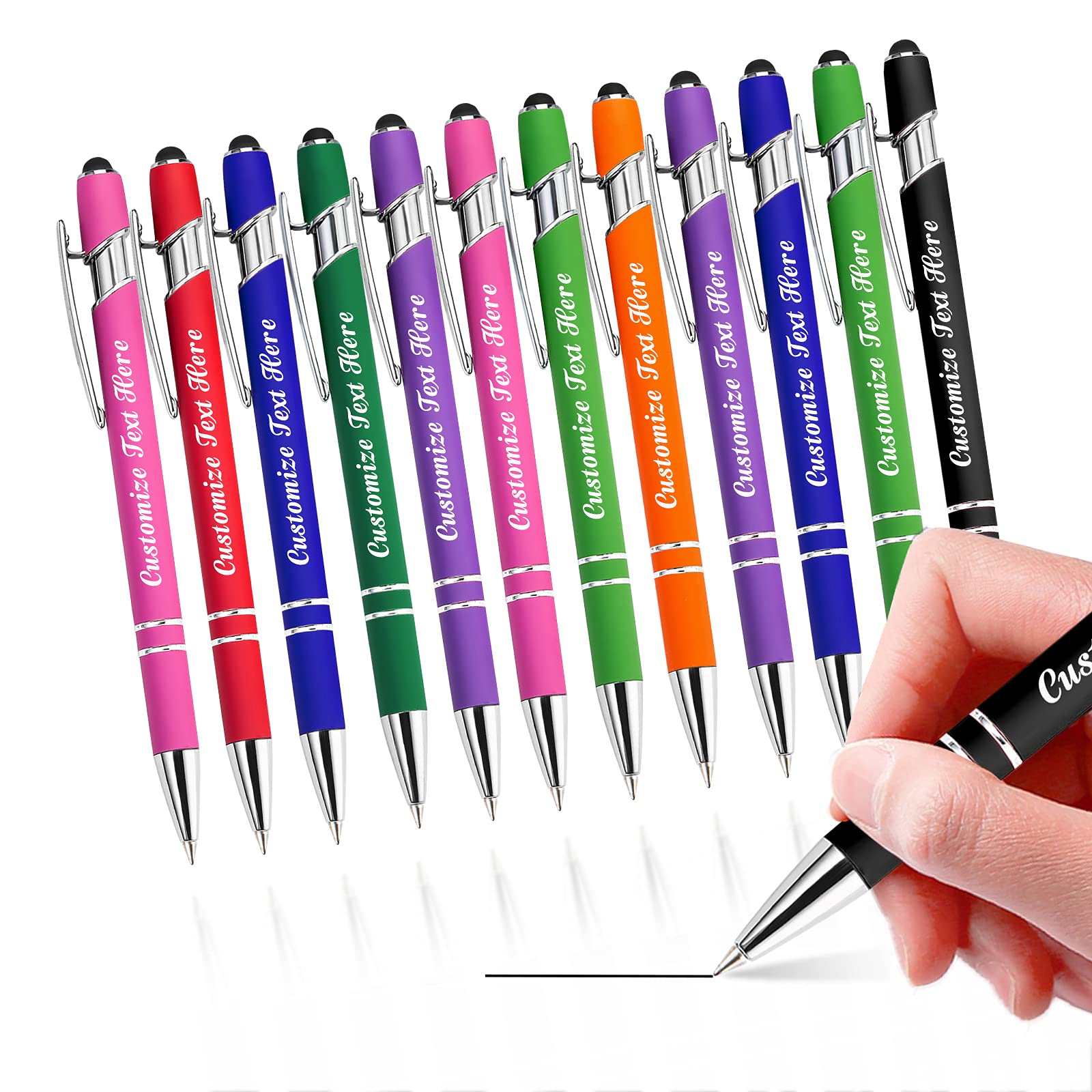 MOUZYLCASE Personalized Pens Custom Pens in Bulk Personalized Pens with Free Engraving Personalized Pens with Name and Logo Gift for Birthday, Graduation（12/24/48PCS）