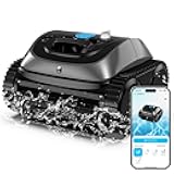 Pool Vacuum for Inground Pools, 4-in-1 Cordless Robotic Pool Cleaner for Above Ground Pools, Triple-Motor up to 1,614 Sq.ft, Wall & Waterline Cleaning, WiFi & Bluetooth Connect (Grey Blue)