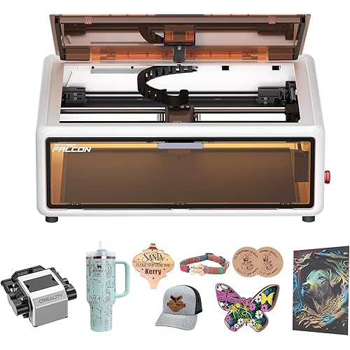 Creality Falcon A1 10W Laser Engraver, 80W Powerful Output, Fully Enclosed, 600mm/s Speed, HD Camera Auto Positioning, Pre-Assembled&Smart Material Recognition, Ideal for Wood & Metal, White