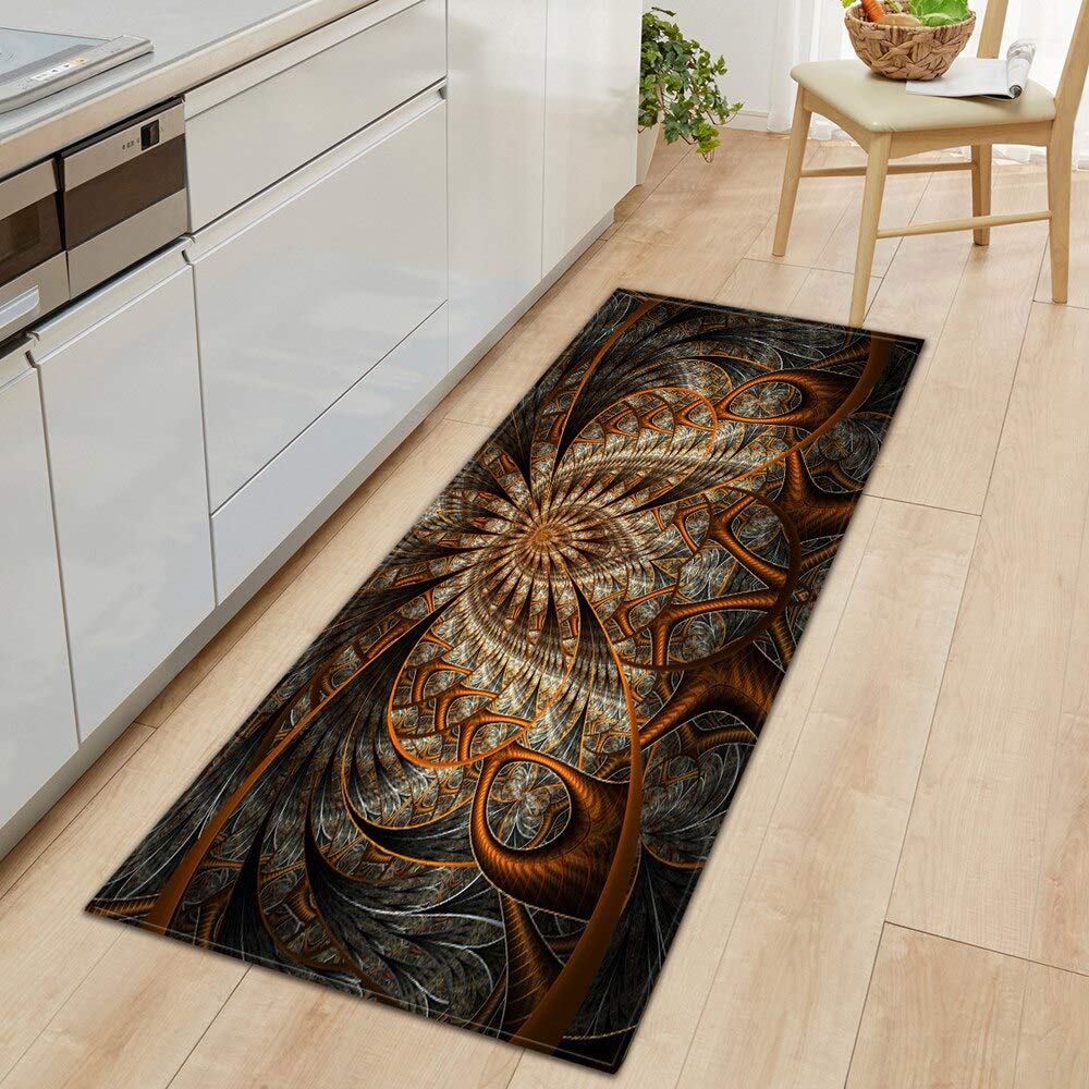 OPLJ Kitchen Carpet Bedroom Living Room Hallway Floor Rug Home Anti-Slip Entrance Doormat 3D Flowers Pattern Decorations A19 40x60cm