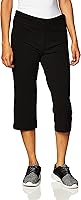 Danskin Women's Essential Sleek Fit Crop Pants - 92% Cotton 8% Spandex, Mid-Rise Shirred Waist, 4-Way Stretch for Yoga & Workouts