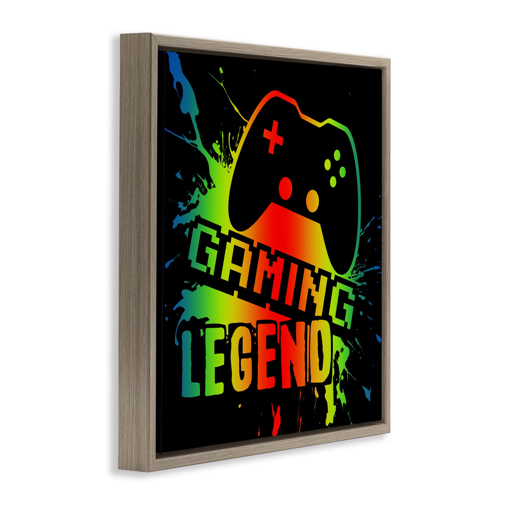 Stupell Industries Marcus Prime Wandbild auf Leinwand, Motiv Gaming-Legende, gerahmt, Grau, 45,7 x 45,7 cm