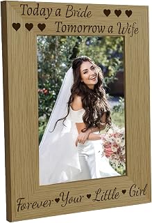 CREATCABIN Today A Bride Tomorrow A Wife Forever Your Daughter Picture Frame Wooden Photo Frame Mother Father of The Bride Gift from Daughter Engraved Solid Wood Frames Wedding Gifts for Parents