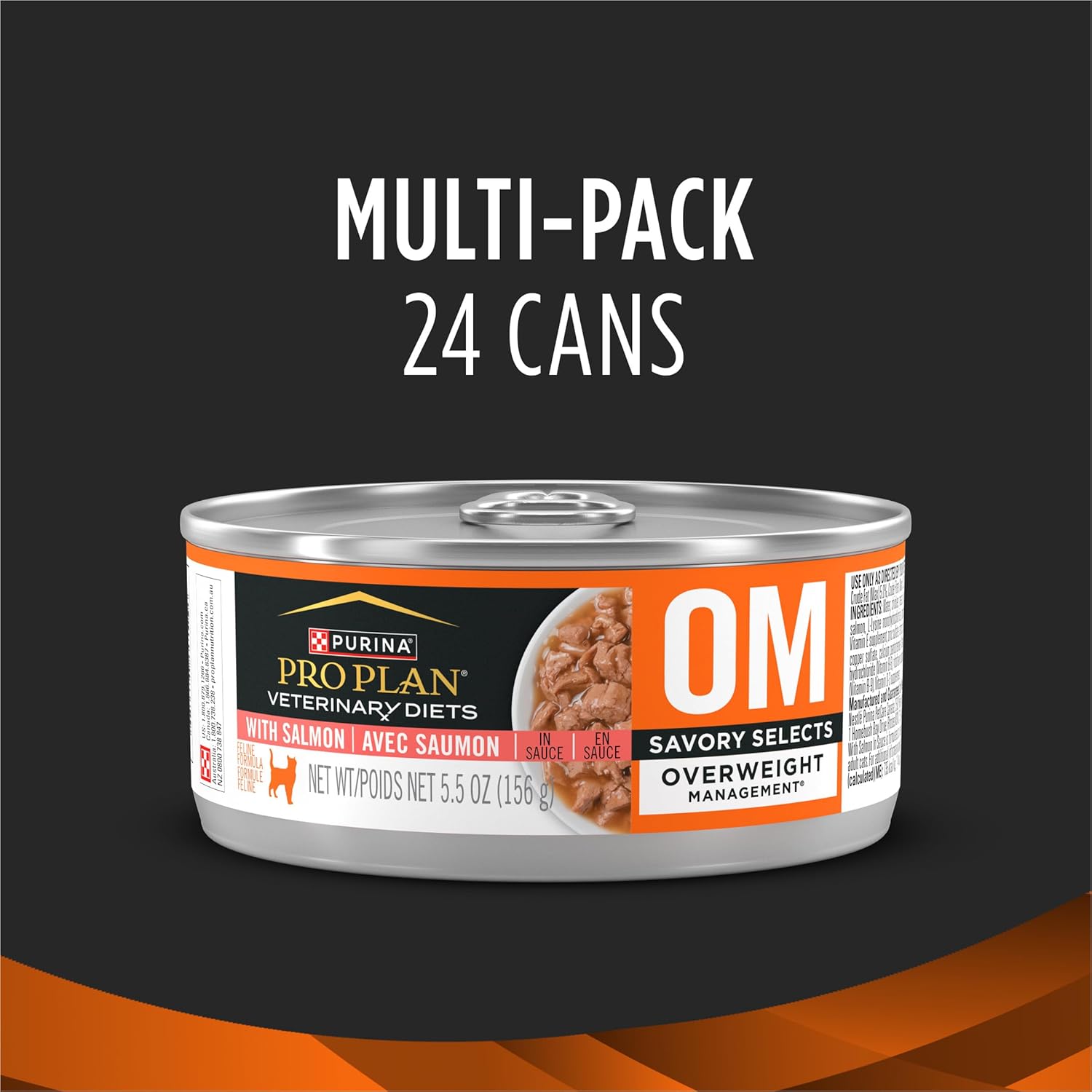 Pro Plan Veterinary Diets Purina OM Overweight Management Savory Selects with Salmon Feline Formula Wet Cat Food - (Pack of 24) 5.5 oz. Cans