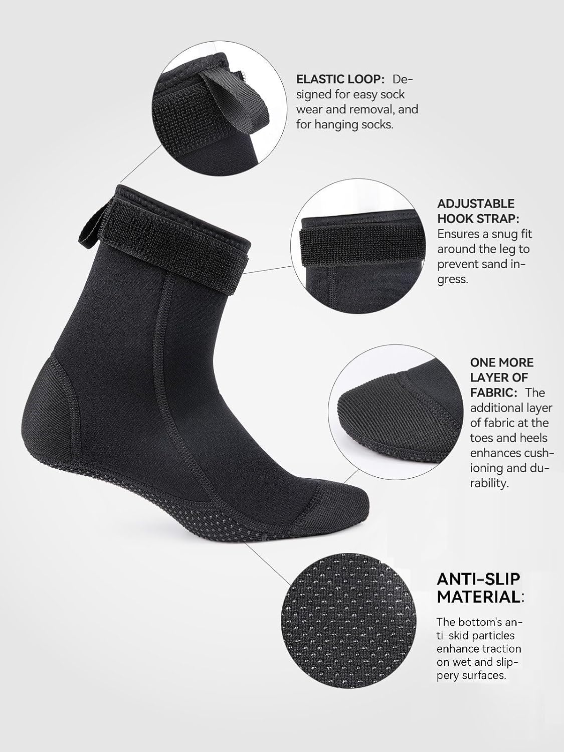 COPOZZ Diving Socks Neoprene Beach Water Socks-Anti Slip for Snorkel Swim Youth Men Women - Image 3