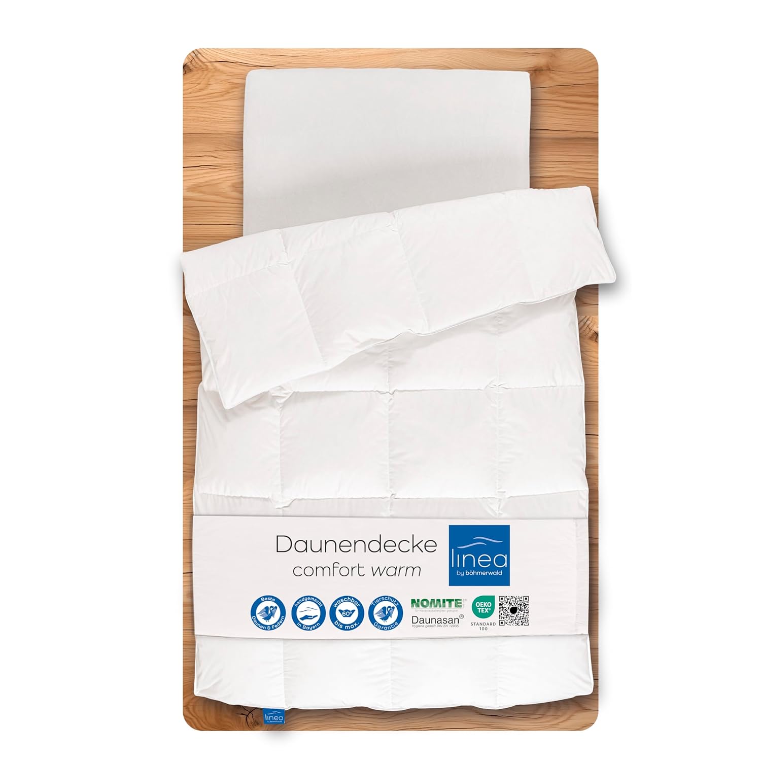 Böhmerwald Komfort Daunendecke, allergikergeeignet, 90% Daunen / 10% Federn, Füllgewicht: 4 X 6 Karos und 4cm innensteg;900 gr., Wärmeklasse: warm,…