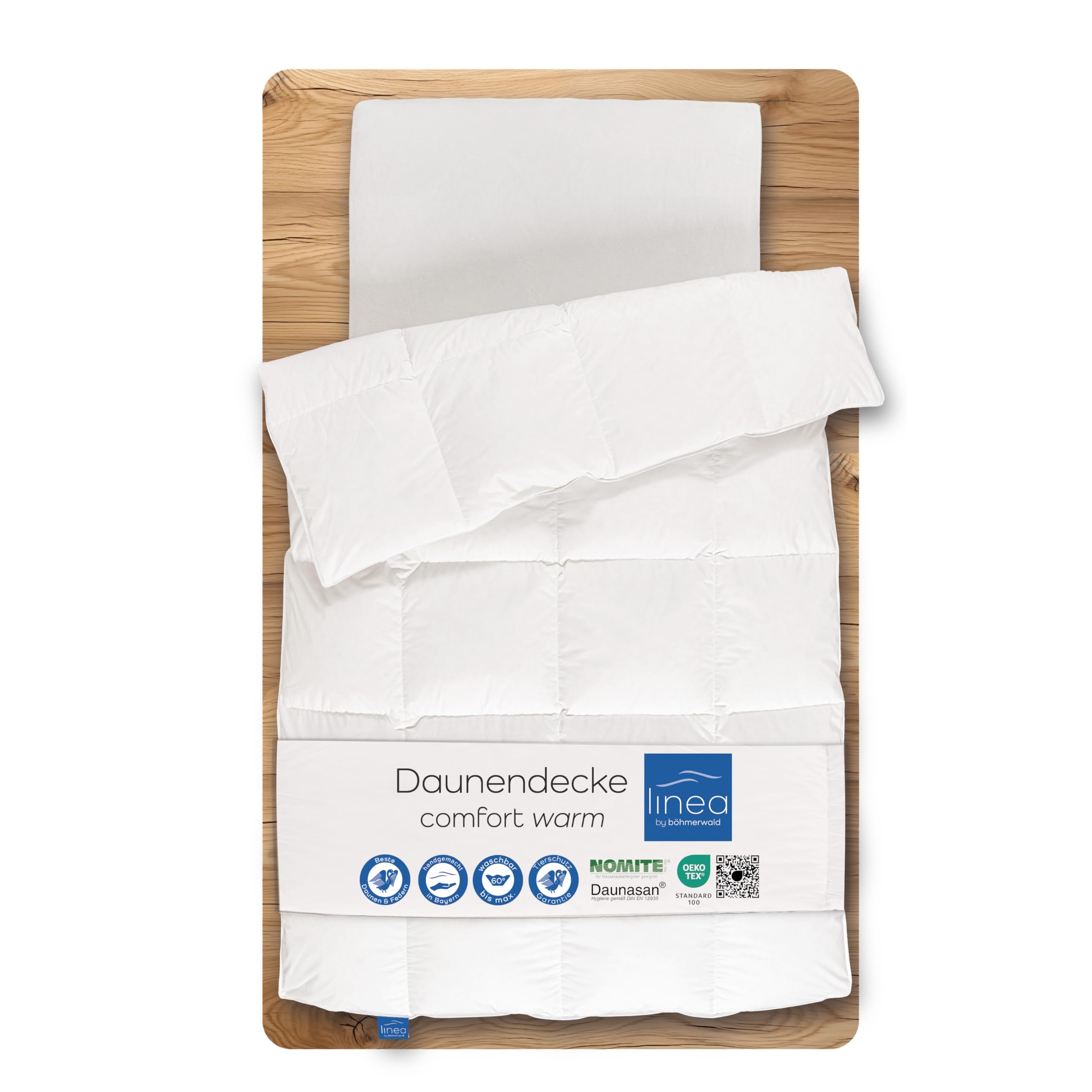 LINEA by böhmerwald Comfort Down Duvet Normal, 90% Down / 10% Feathers, White, 135 x 200 cm