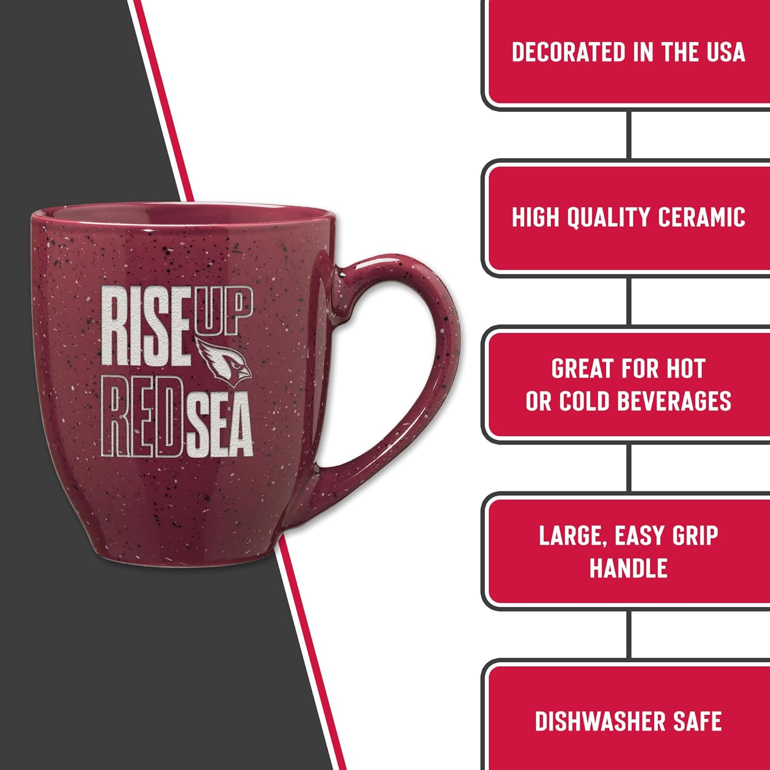 Rico Industries NFL Football Team Slogans and Chants 16 oz Team Color Laser Engraved Speckled Ceramic Coffee Mug - Image 5